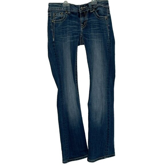 Miss Me Jeans Boot Cut JP6048B sz 27 Low Rise Whiskered Western - Picture 2 of 16